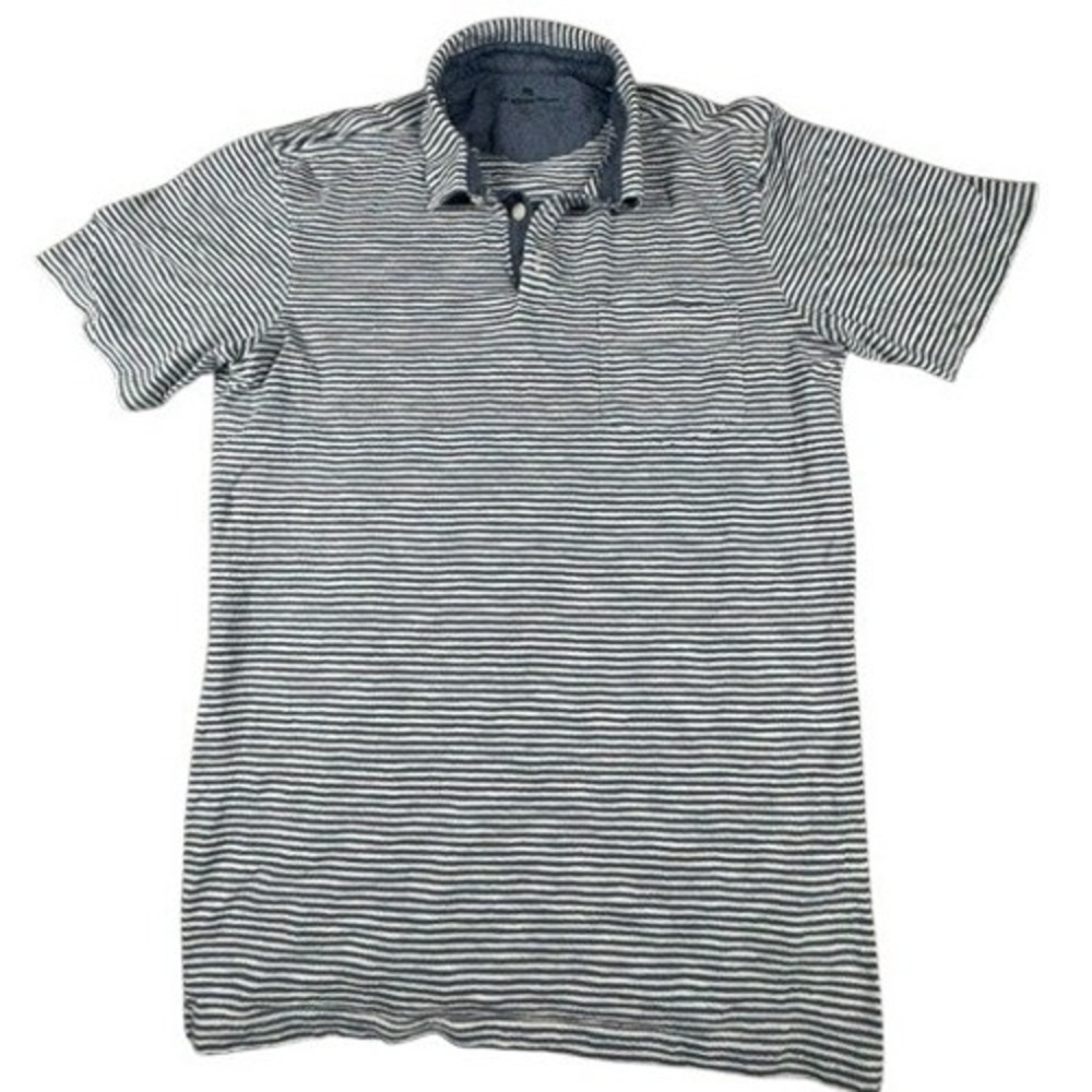 The Normal Brand Polo Mens Large Blue White Striped Short Sleeve Pocket Jersey